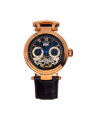 Heritor Automatic Ganzi semi-skelet lederen band horloge