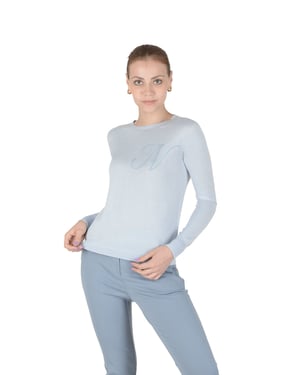 Crown Of Edinburgh Cashmere Long Sleeve Art 004 Light Blue Letter N