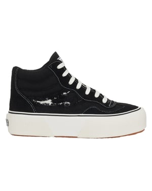 Superga Womens/Ladies 3141 Revolley Swallowtail Ripped Mid Cut Trainers (Black/White Avorio)