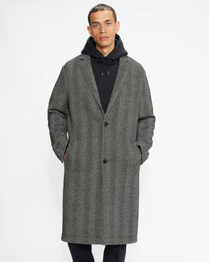 Ted Baker Travers Herringbone Coat, Black