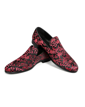 Penny Loafers för herr med elegant jacquard Röd