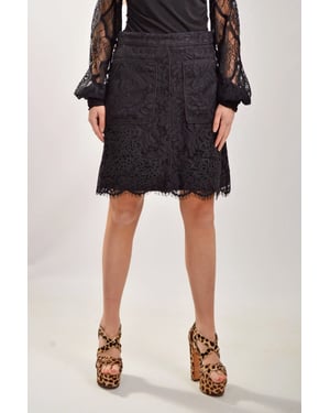 Black Lace A Line Skirt