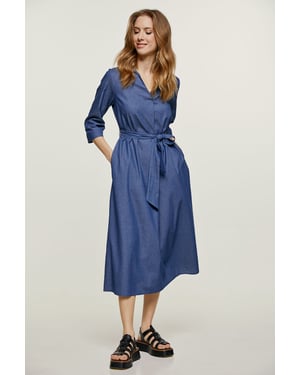 Hemelsblauwe Midi Dress met Riem