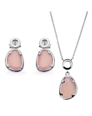 Orphelia 'Rivera' Dames 925 Zilveren Set: Halsketting + Oorbellen - Zilver SET-7480/PC