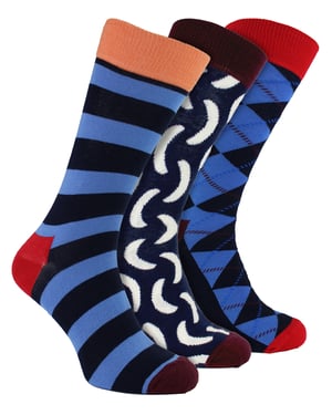 HS door Happy Socks - Heren 3-pack Klassieke Argyle Overhemdsokken - Argyle (Rood)