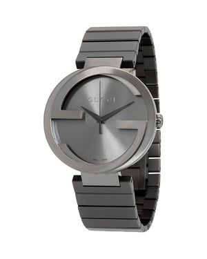 Gucci YA133210 In elkaar grijpende grijze wijzerplaat herenhorloge