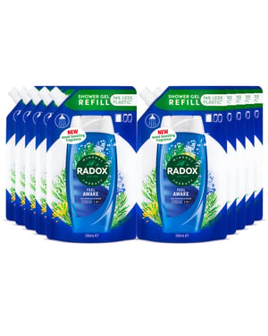 Radox Mineral Therapy 2-in-1 Shower Gel Refill Pouch Feel Awake 500ml, 10 Pack