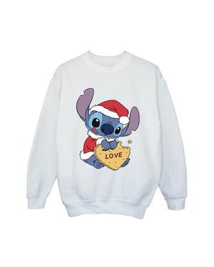 Disney Meisjes Lilo And Stitch Kerstmis Love Biscuit Sweatshirt (Wit)