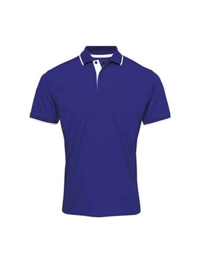 Premier Mens Coolchecker Contrast Pique Polo Shirt (Royal Blue/White)
