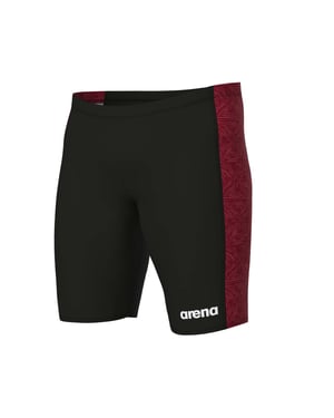 Men's Arena Abstract Tiles Jammer Swim Shorts in Black Red