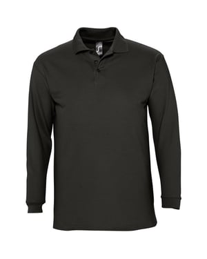 SOLS Mens Winter II Long Sleeve Pique Cotton Polo Shirt (Black)