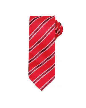 Premier Mens Waffle Stripe Formal Business Tie (Pack of 2) (Red/ Burgundy)