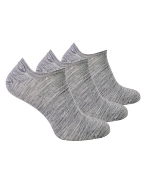Steven - 3 Pairs Multipack Mens Merino Wool Invisible Socks - Light Grey