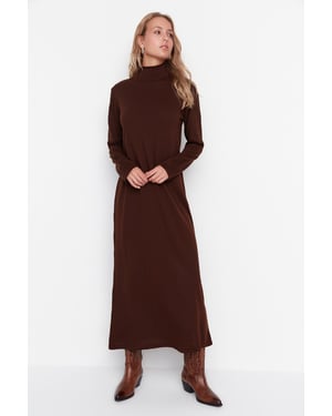 Trendyol Vrouw/Meisje  Coltrui Verschuiving Maxi Bescheiden jurk