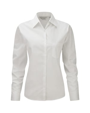 Jerzees Ladies/Womens Long Sleeve Pure Cotton Work Shirt (White)