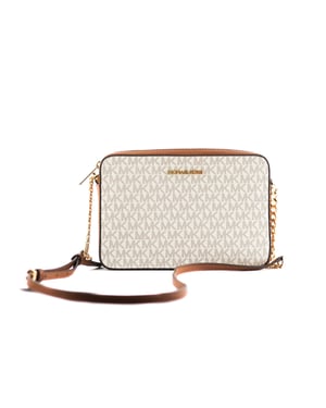 Michael Kors Dames Jet Set Grote Oost-West Saffiano Leren Schoudertas Handtas (Vanilla Signature)