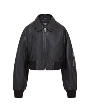 Oversized lederen MA-1 bomberjack voor dames