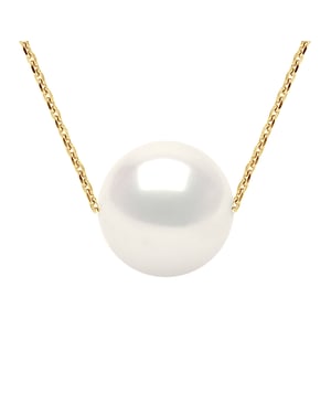 Ketting Freshwater Pearl White Round 11-12 mm Chain Convict 18K Yellow Gold