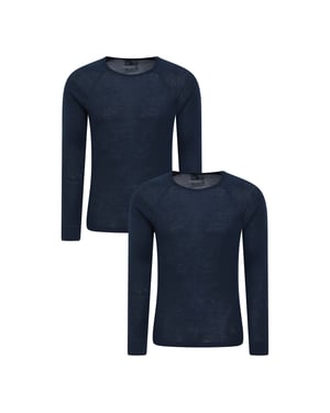 Mountain Warehouse Heren Merino Wol Base Layer Top (Set van 2) (Marine)