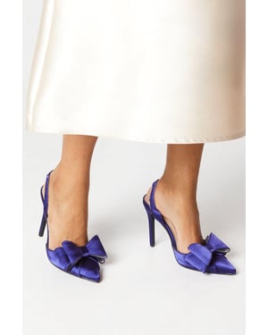 Tamara Satin Bow Sling Back Stiletto Court Shoes