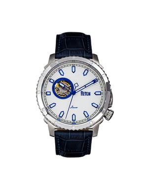 Reign Bauer Automatic Semi-SkeletonLeather-Band Watch