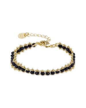 Luxenter 925 Sterling Zilveren Armband met Zwart Kristal in 18K Geel Goud - Lailai