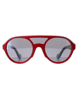 Moncler ML0052 66C glanzend rood en grijs transparant spiegelzonnebril