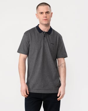 BOSS Orange Oxford New Mens Contrast Collar Short Sleeve Polo Shirt