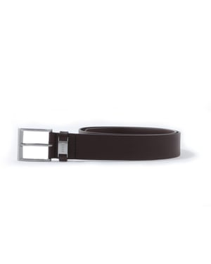 BOSS Logo Embossed Keeper Leather Belt - Brown