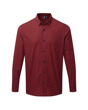 Premier Mens Maxton Check Long Sleeve Shirt (Black/Red)
