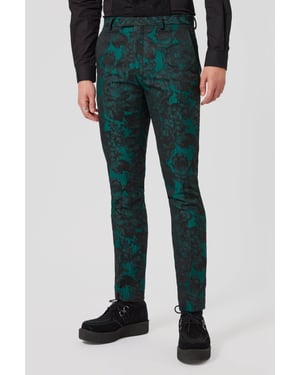 Gilmour Skinny Fit Green Floral Trousers