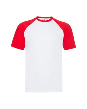 Fruit of the Loom Kortärmad baseball T-shirt för män (Vit/Röd)