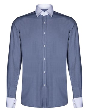 Mens Club Krage Marinblå Skjorta 1920-tal Peaky Blinders Med Bar Poplin Pin Smart