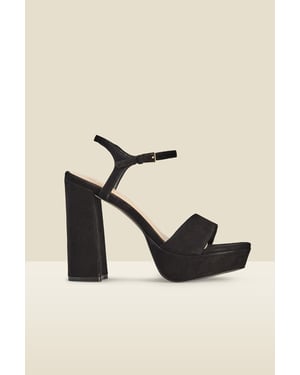 Arabella Black Suede Platform With Block Heel