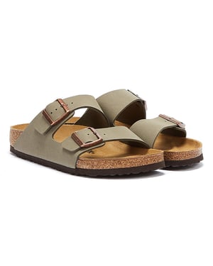 Mens Womens Birkenstock Arizona Birko Flor Nubuck Stone Sandals - (Grey)