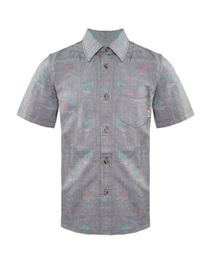 Vans Off The Wall Short Sleeve Collared Palm Print Grey Kids Shirt