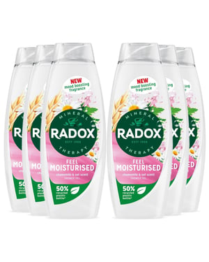 Radox Mineral Therapy Shower Gel Feel Moisturised Mood Boosting 450ml, 6 Pack