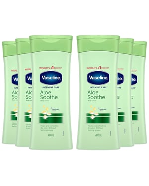 Vaseline Intensive Care Body Lotion, Aloe Soothe, 400ml 6 Pack