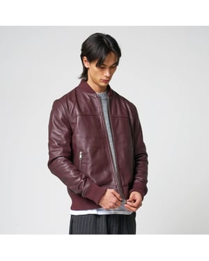 Barneys Originals Bomber Jacket In Burgundy