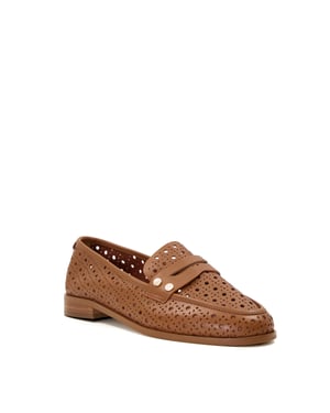 Dune Glimmered Leren Damesslippers In Tan.