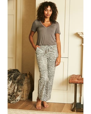 Soft Grey Leopard Print Pyjama Bottoms