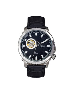 Reign Bauer Automatic Semi-SkeletonLeather-Band Watch