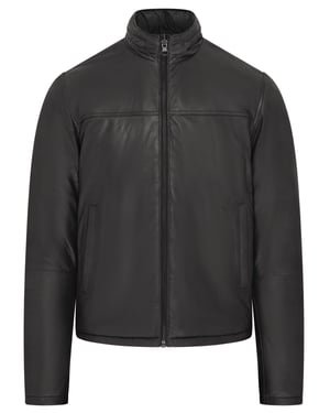 Mens Black Reversible Bomber Leather Jacket - Raufoss
