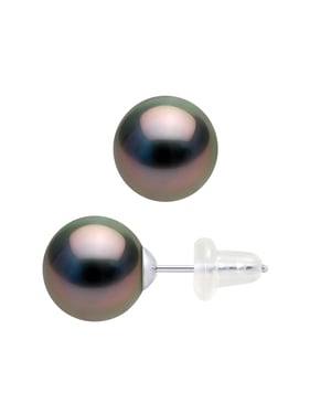 Oorbellen Studs Tahitian Parels Rond 89mm White Gold