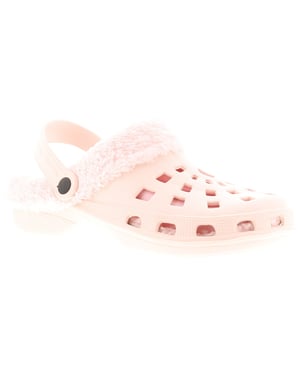 Womens Clog Sandals Flip Flops Faux Fur Lined Zena pink