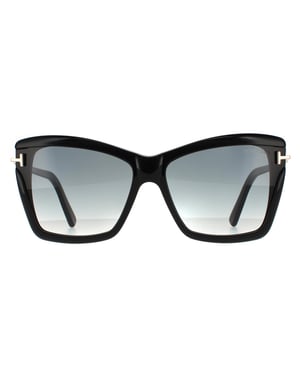 Tom Ford Butterfly Womens Shiny Black Smoke Gradient