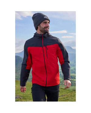 Mountain Warehouse Heren Brisk Extreme Colour Block Waterdichte Jas (Actief Rood)