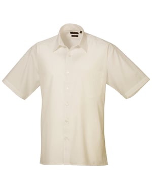 Premier Heren Korte Mouw Formele Poplin Gewoon Werk Shirt (Natuurlijk)