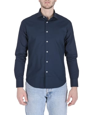 19V69 Italia Mens Shirt Slim Fit Alexander Navy Blue