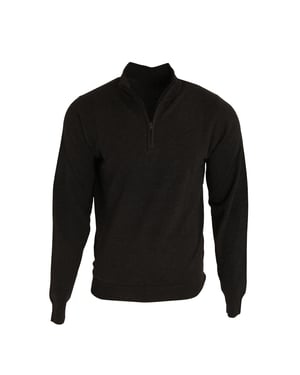 Premier Mens 1/4 Zip Neck Knitted Sweater (Black)